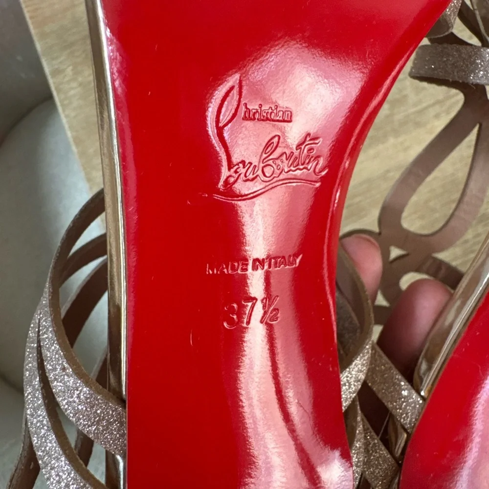 Christian Louboutin Renee Courtisane gold glitter sandals size 37.5